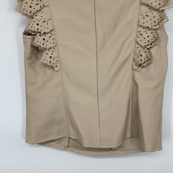 Marc NY Andrew Marc Top Faux Leather Laser Cut Ruffle Trim NWT - Picture 10 of 10